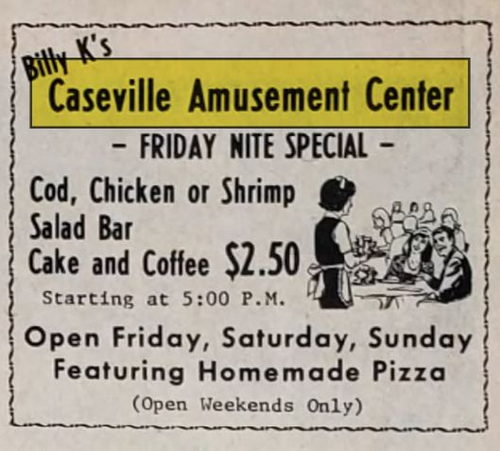 Caseville Amusement Center - Oct 9 1975 Ad (newer photo)
